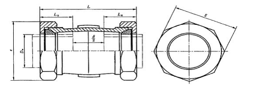 AL型螺母鬆套伸（shēn）縮接頭的生產結構示意圖